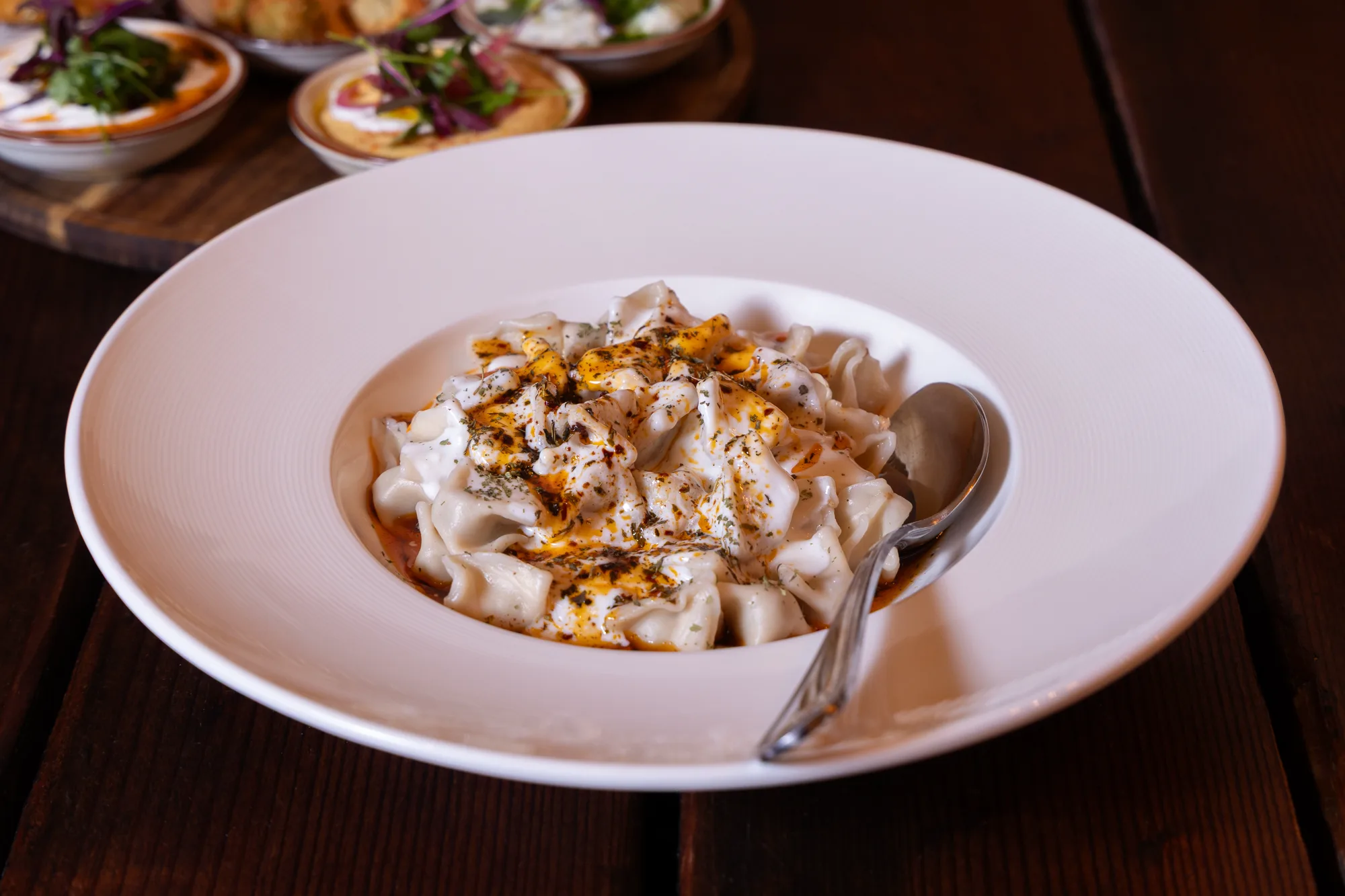 Alesta manti dumplings with yogurt and chili butter