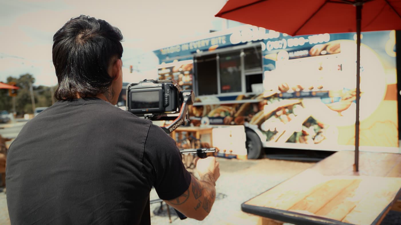 Filming Aladdin's Sonoma food truck on location